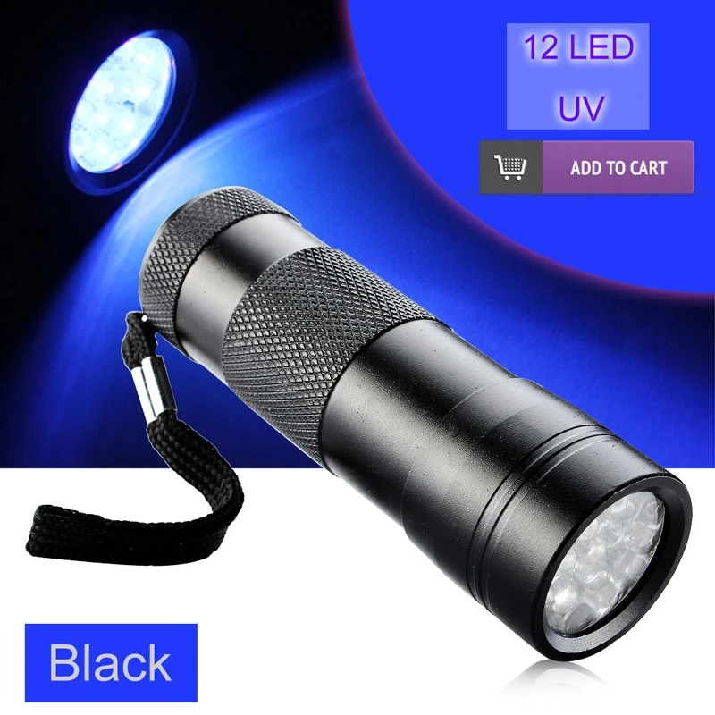 

Portable Mini Pocket 12 LED UV Ultra Violet Flashlight Torch 2 Modes Ultra Violet Lamp Light Aluminum Alloy Penlight Lanterna