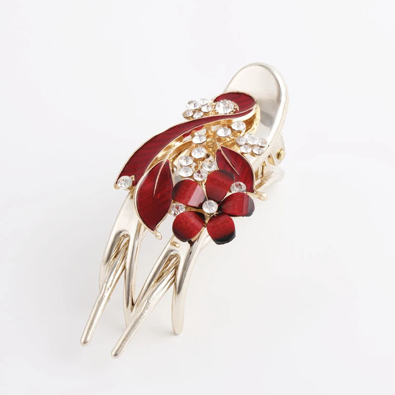 FirstStar кристалл красный цветок горный хрусталь заколка шпилька головной убор