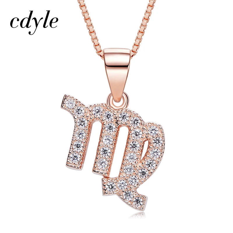 Virgo Cdyle женское золотое ожерелье Знак зодиака Звезда 12 Созвездие 925 пробы серебряные подвески ожерелье s для женщин Регулируемая цепочка - Окраска металла: Virgo