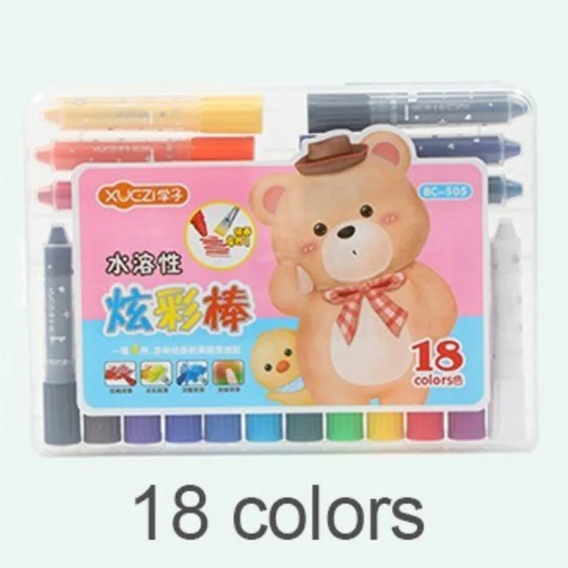 18 colors 36 цветов художественные маркеры для рисования мелки водорастворимые мягкие вращающиеся кисти масляная пастель художественный карандаш для рисования набор кистей канцелярские принадлежности - Color: 18 colors