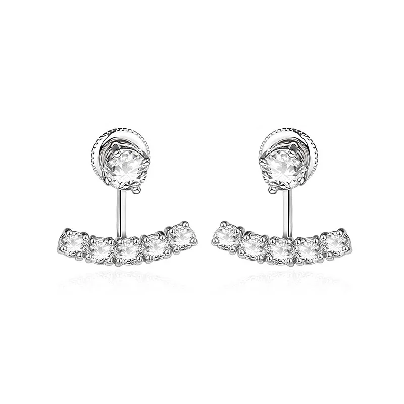 Роскошные Элегантные Висит Прекрасный Двухсторонняя Стад Серьги посеребренная