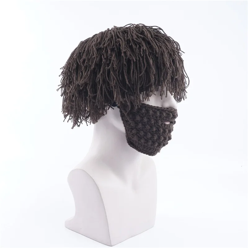 Вязаная мужская вязаная шапка вязаная шляпа с усами ручной работы Beanies Face Tassel Skullies Beanies маска Лыжная шапочка смешные шляпы