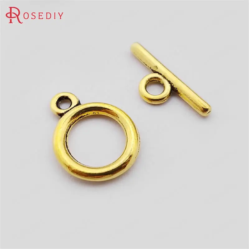 Antique Gold 27391) 30 комплектов O форма 12 мм, цвет шампанского золота цветной цинк сплав O тумблер браслеты на застежках Застежки Diy ювелирных изделий Аксессуары - Цвет: Antique Gold