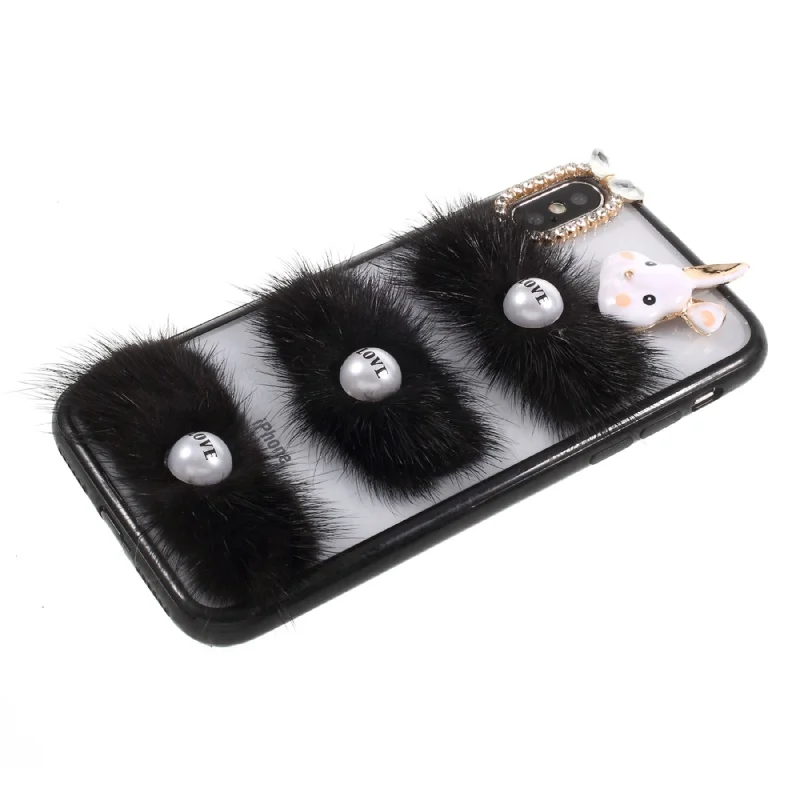 Dulcii для iphone х чехол 3D Кролик декор стразами Мех животных PC ТПУ телефона IPhone X|for