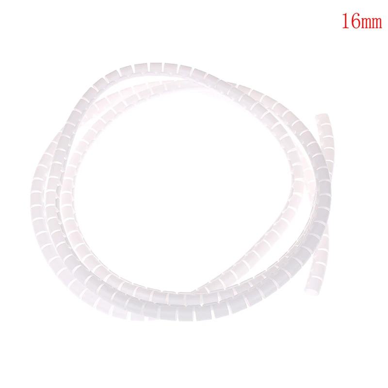 White 16mm 1 м 8/16/22/32 мм проволока из нержавеющей стали рулон туб клипы кабельная муфта Органайзер трубы Обёрточная Бумага шнур протектор Гибкая спиральная Управление устройства - Цвет: White 16mm