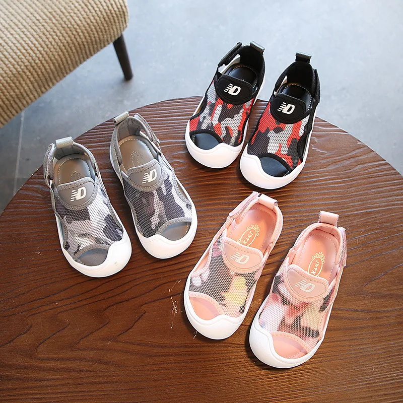 2019 new fashion kids sport shoes for boys and girls camouflage Baotou children's sandals mesh breathable toddler | Мать и ребенок