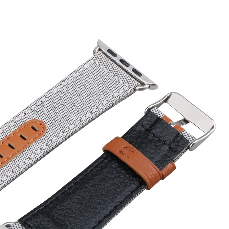 Браслет для apple watch series 4 3 2 1 Сменный ремень для iwatch холст с классической пряжкой темно-синий джинсовый