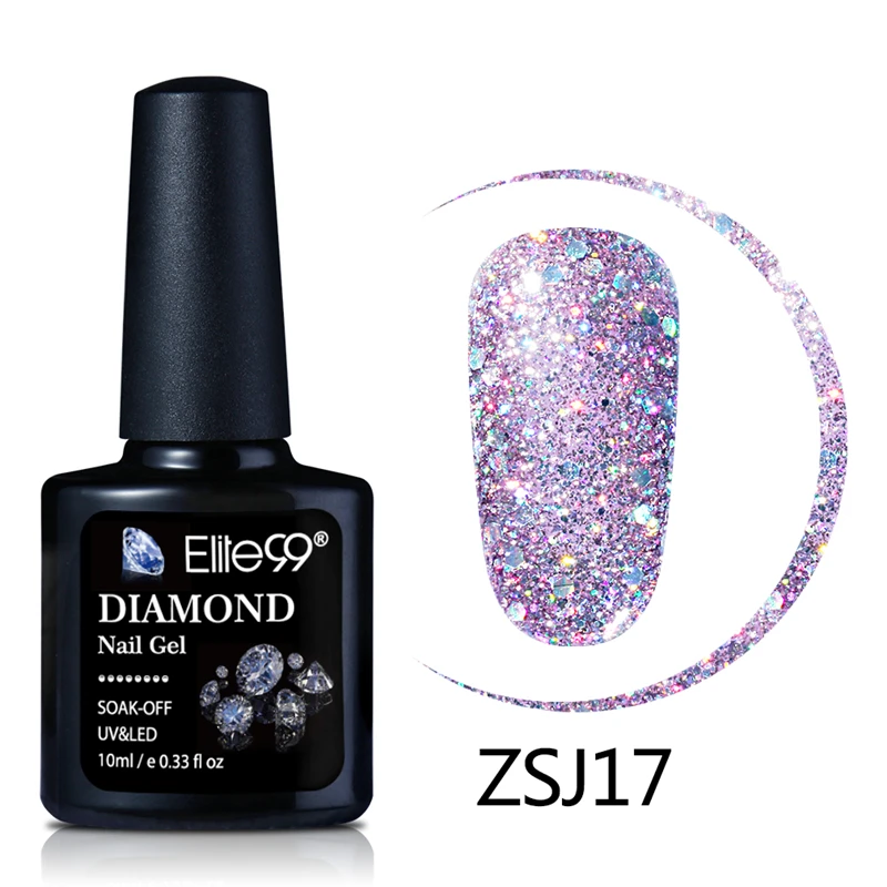 Elite99 10 мл Diamond Цвет Гель-лак для ногтей, УФ-светодиодный Гель-лак Сияющие Блестки для ногтей гель для ногтей, длительного действия, основа, лаки для полировки