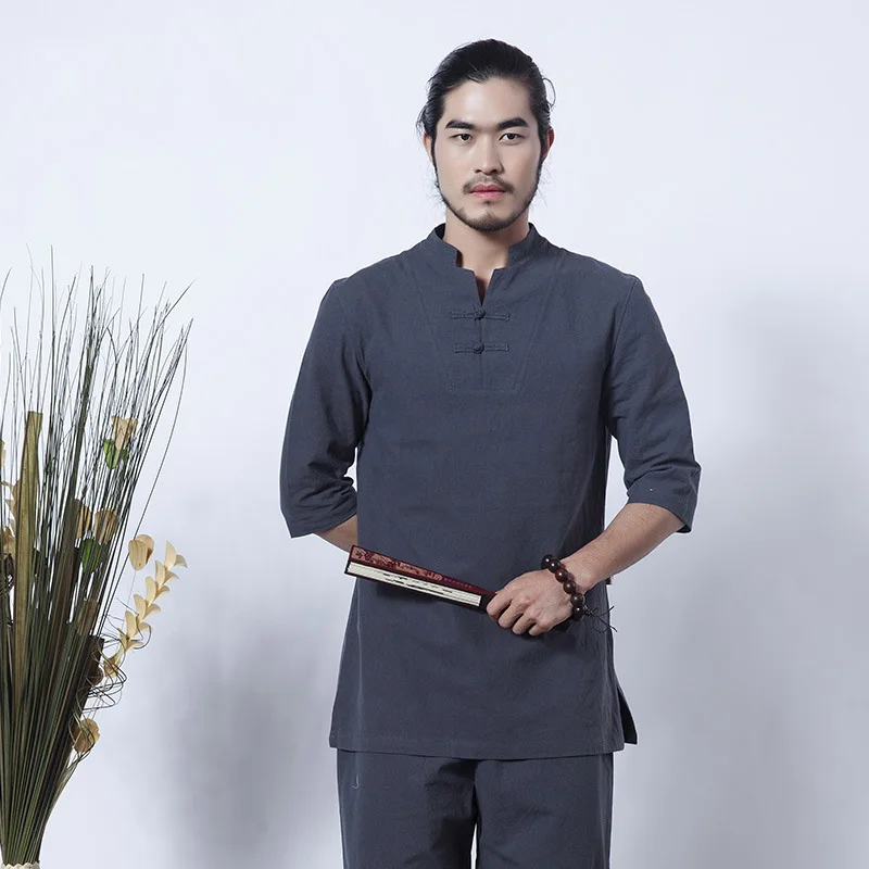 

Chinese Men's Linen Kung Fu Suit Traditional Male Wu Shu Sets Tai Chi Uniform Clothing Suit Traditional Chinese Clothes