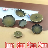 20pcs wholesale antique bronze 152025mm irregular crown cameo cabochon setting tray cuff links blank for diy jewelry making