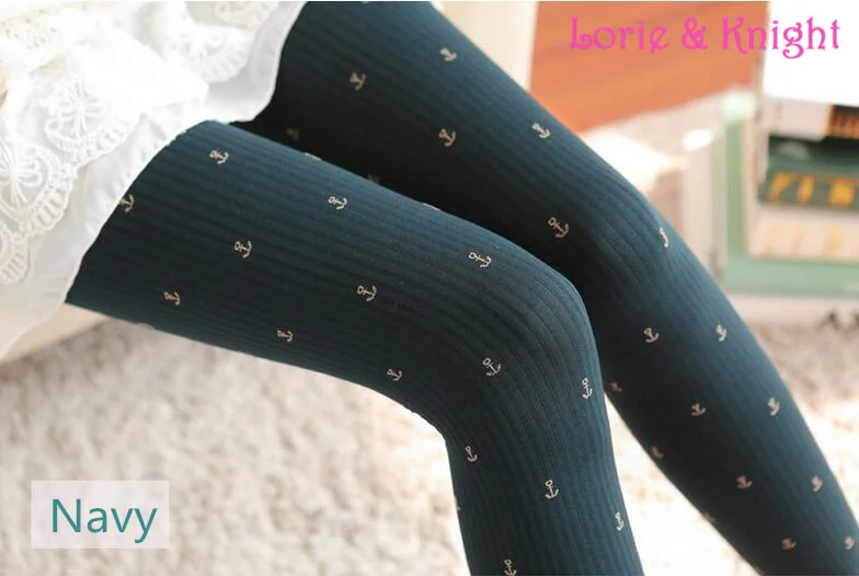 Японские Колготки с рисунком якоря сезон зима-осень плотные теплые тонкие