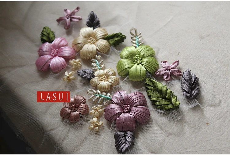 LASUI, новинка, 14*21 см = 2 предмета, ручная вышивка, лента, Кружевная аппликация, 3D Цветы, дизайн одежды, патч, аксессуары для самостоятельной сборки, 0088