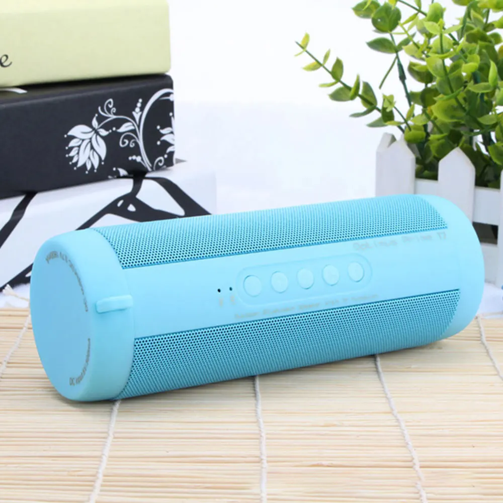 Blue T2 колонки портативный динамик bluetooth водонепроницаемый беспроводной акустическая система открытый светодиодный Поддержка TF карты FM радио Aux вход - Цвет: Blue