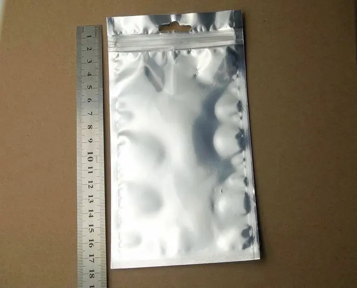 500 шт 10x18 см серебряная Прозрачная молния пластиковая Розничная упаковка сумка