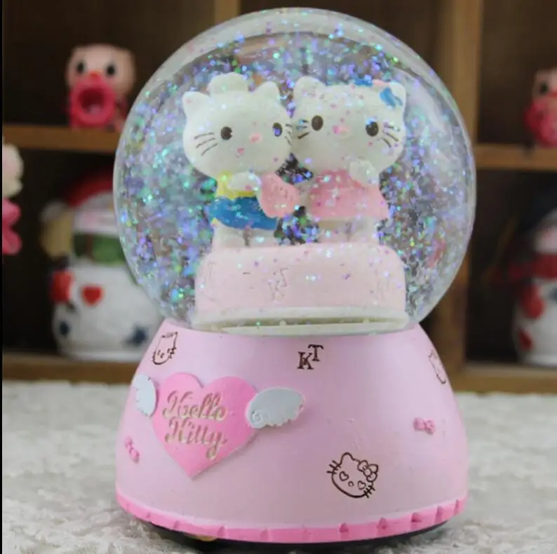DYZ 807 + Love angel Hello Kitty вращающаяся Музыкальная шкатулка со снежинками Креативные