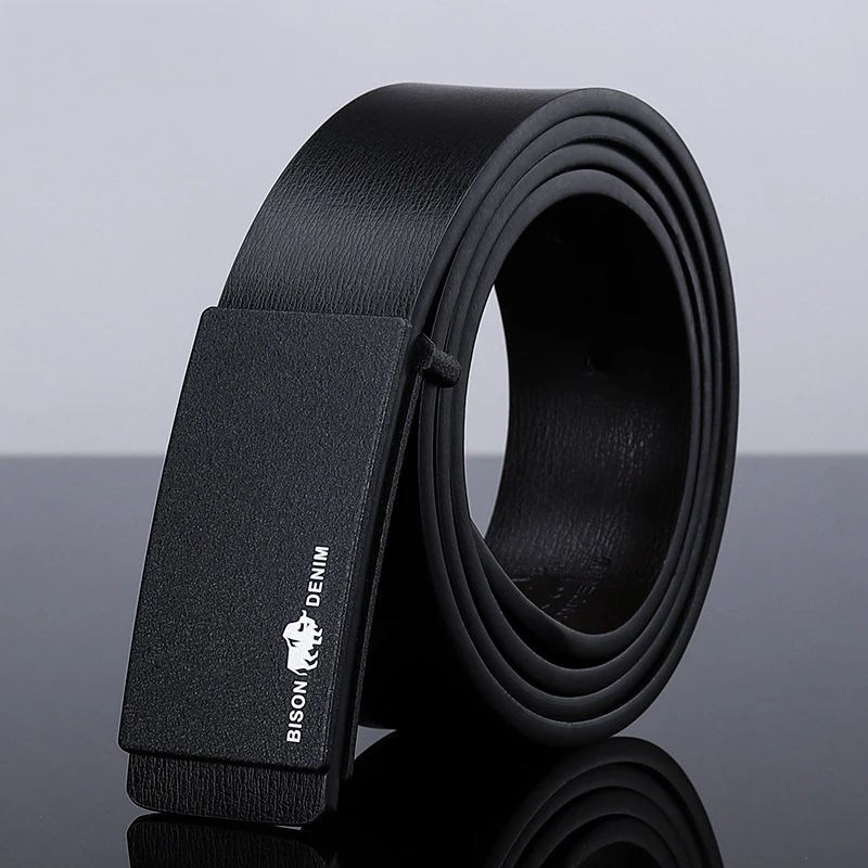 Мужской ремень BISON из джинсовой кожи с пряжкой подлинный мужской трендовые