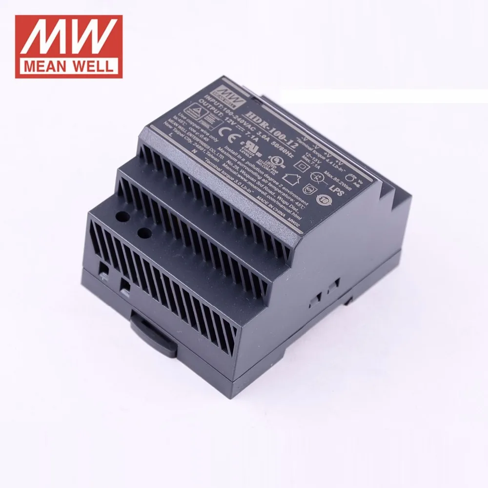 Оригинал MEAN WELL HDR 100 12 7.1A 12V 85 2 W meanwell ультра тонкий ступенчатая форма DIN рельсовый