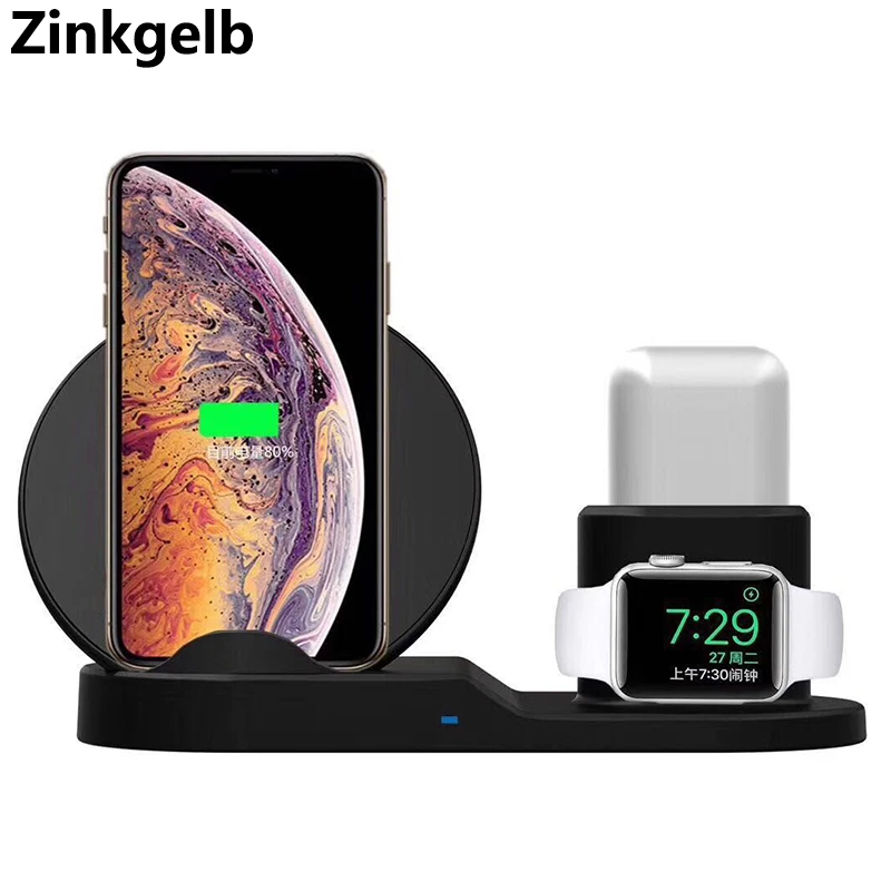 Беспроводное зарядное устройство для iPhone X XS 3 в 1 10 Вт Qi быстрая Беспроводная