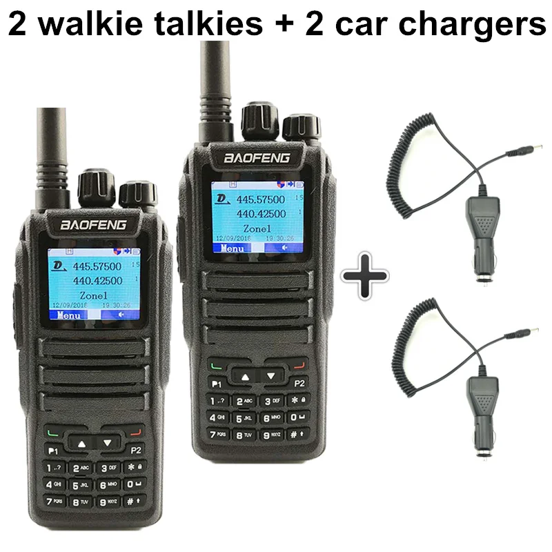 Add 2 car chargers 2 шт. Baofeng DM-1701 цифровое мобильное радио Dual Time slot Tier1 Tier2 DMR Ham радио Hf трансивер охотничья рация CB радио - Цвет: Add 2 car chargers