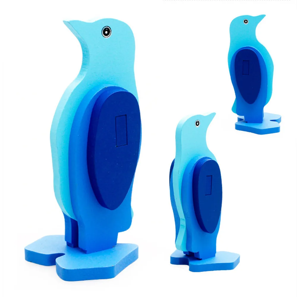 Penguin 18 стиль Мини 3D Головоломка обучающие игрушки Монтессори дети Пазлы транспортных средств милые деревянные, с животными из мультиков красочные головоломки Дети подарок - Цвет: Penguin