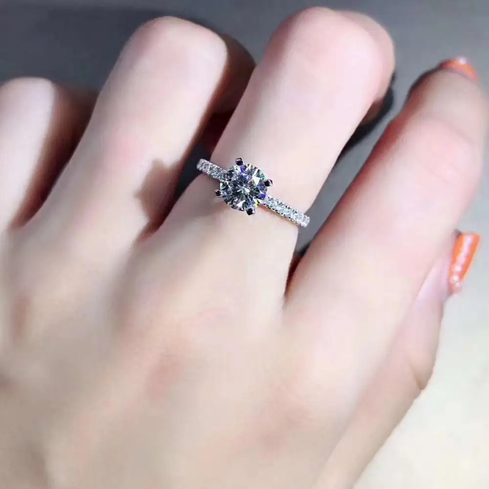 Чистое кольцо из белого золота 18 К 1ct 2ct 3ct VVS1 Moissanite Трендовое стильное свадебное