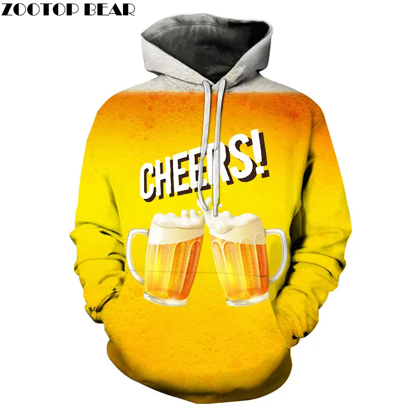 Мужская толстовка с капюшоном Cheers Drinking Повседневная Толстовка 3D принтом