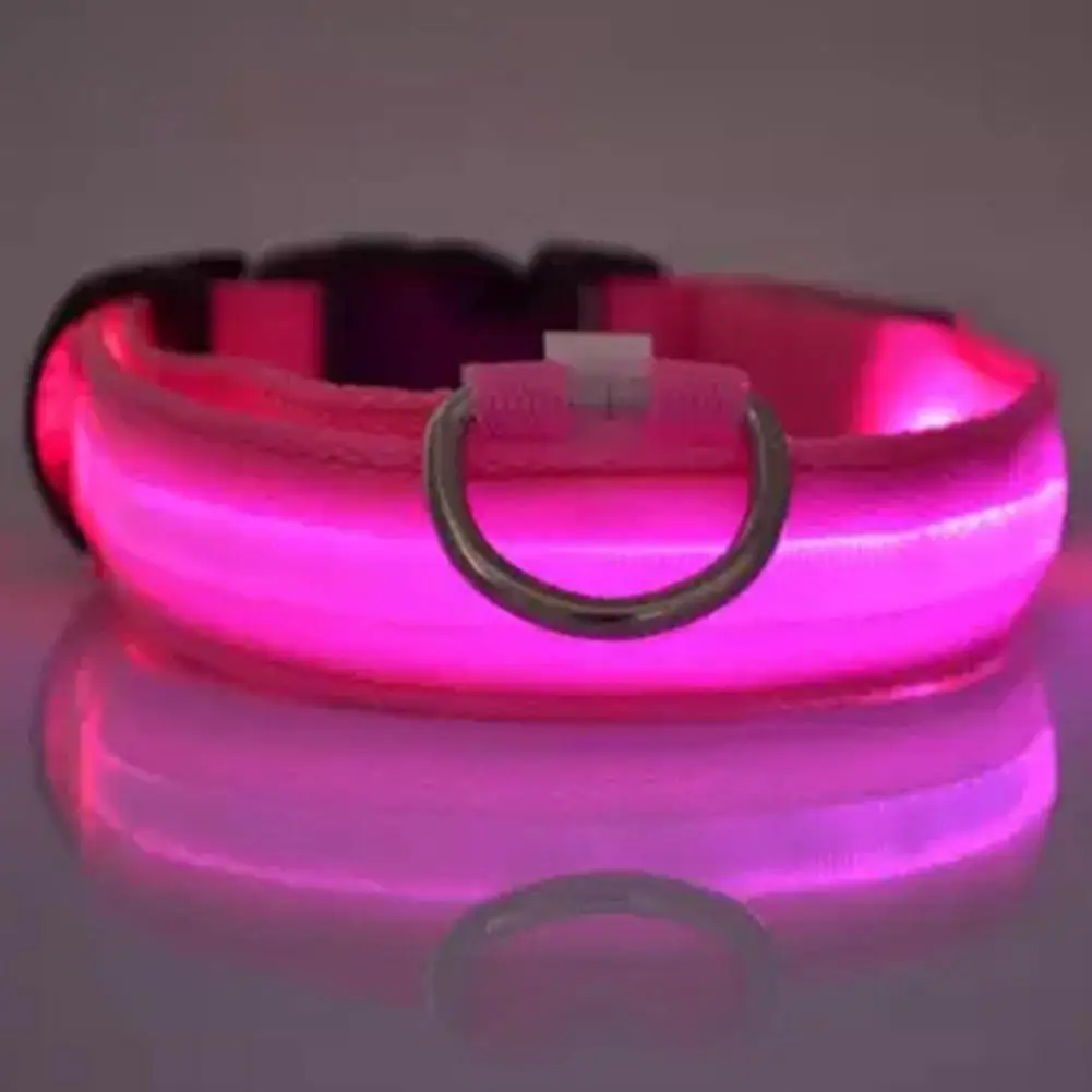 pink LED Pet Cat Dog Collar Night Safety Luminous Necklaces For Outdoor Walking - Цвет: pink