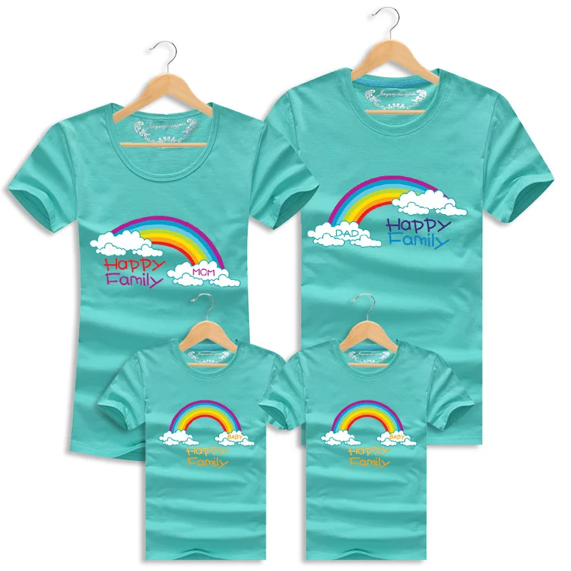 Семьи сопоставления одежда Родитель-ребенок Случайный Наряд розовый радуга