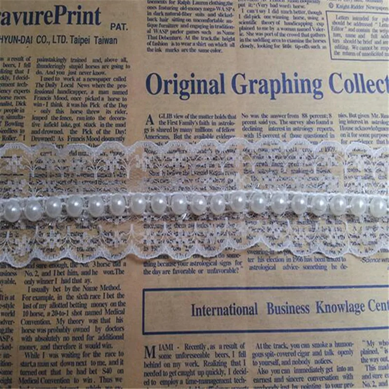 Оптовая цена по прейскуранту завода 5Yd жемчуг слоновой кости вышивка ткань