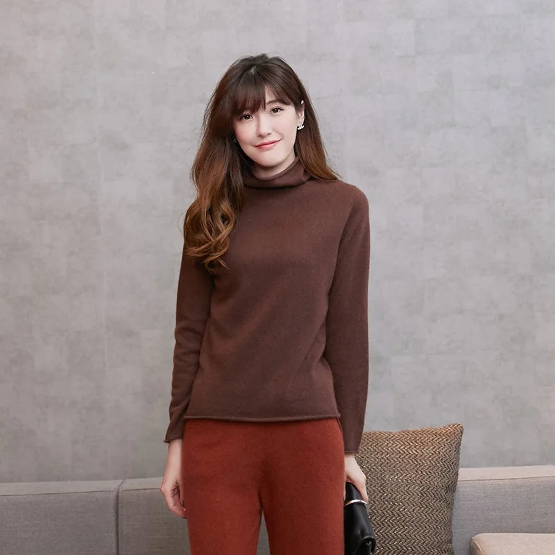 Spring Women Sweater 100% Cashmere Knitting Pullovers Hot Sale Turtleneck New Fashion 11Color Sweaters Woman Standard Girl Tops | Женская