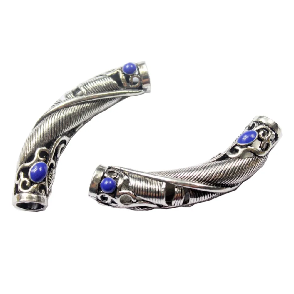 

Aaazee 2pcs 6mm Hole Antique Silver Slider with Royal Blue, Tube Beard Bead Rasta Dreadlocks Braid Hair Head Dress Clip Pin