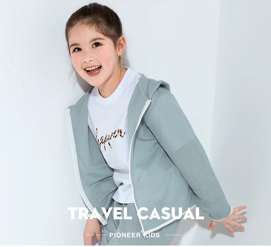 Pioneer Kids/тонкая летняя куртка с капюшоном для девочек; однотонное солнцезащитное пальто с длинными рукавами; повседневная одежда для детей; EJK910360