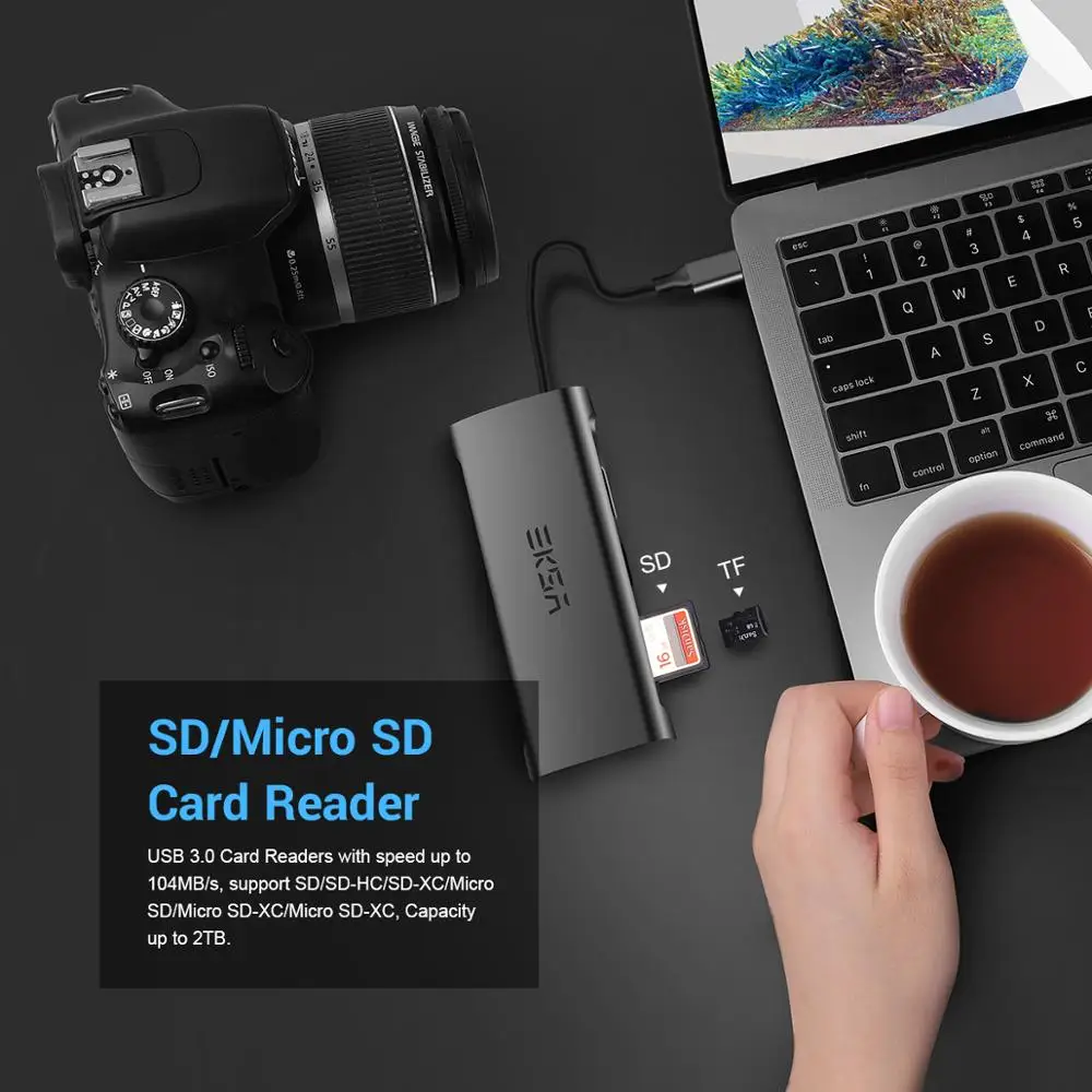 

EKSA USB HUB C HUB to USB 3.0 2.0 RJ45 VGA HDMI Adapter Dock for MacBook Pro Huawei Samsung USB-C Type C 3.0 Splitter USB C HUB