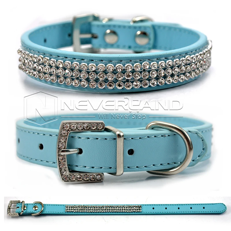 Блестящий ошейник для собак из искусственной кожи со стразами модное ожерелье