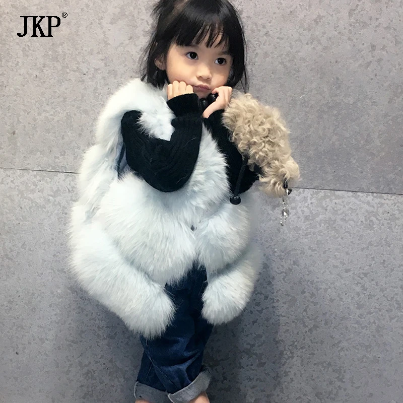 Качественный жилет из лисьего меха для девочек одежда зимы и осени детские