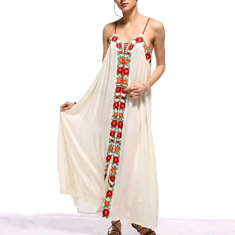 Женское летнее платье макси без бретелек с цветочной вышивкой|dress hippie|dress straplessdress