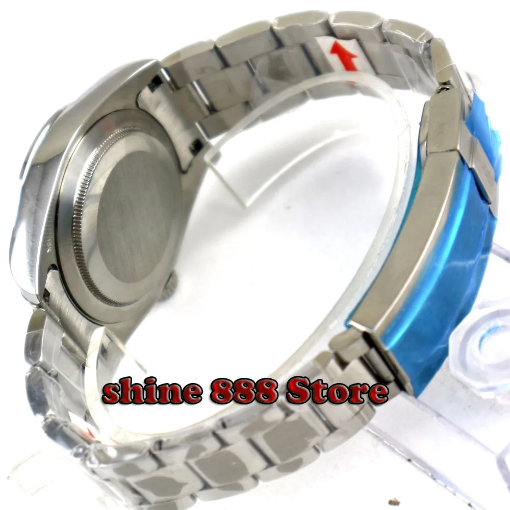 Однотонные мужские часы с белым циферблатом 40 мм светящимся сапфировым стеклом