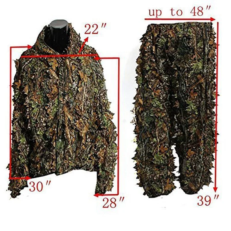 

Hunting Ghillie Suit 3D Camo Bionic Leaf Camouflage Jungle Woodland Birdwatching Poncho Manteau Hunting CS Game Clothing