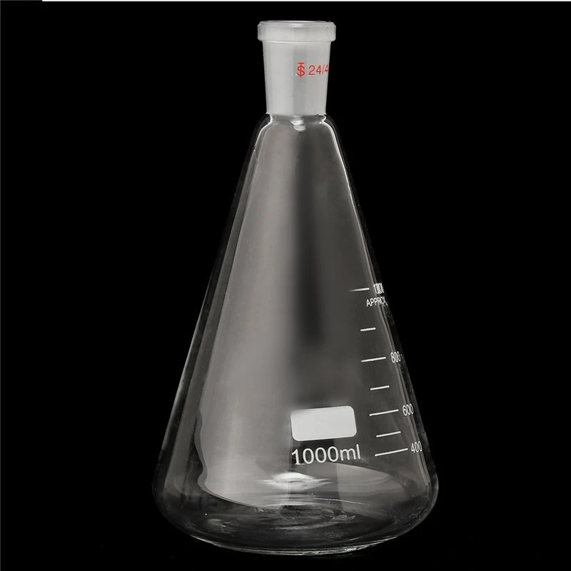 Лучшая акция стеклянная колба Erlenmeyer 24/40 1000 мл/1 л коническая бутылка стеклянные