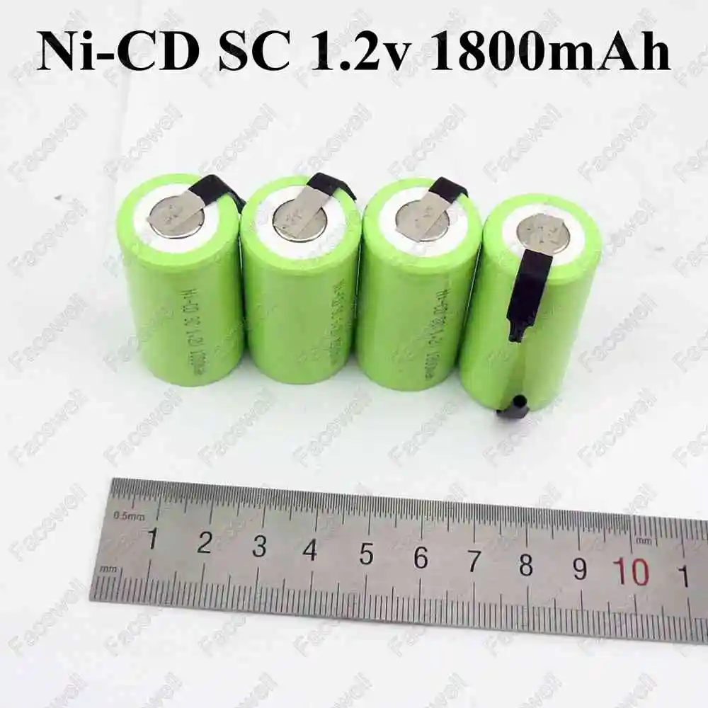 12 шт. Sub C SC 1 2 v nicd Батарея 1800mAh 20A Ni CD sc упаковка батарея sub c ni cd subc 7 1800mah батарея|nicd