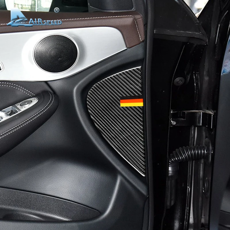 

Airspeed 2PCS for Mercedes Benz GLC 2016-2018 C Class 2015-2018 Carbon Fiber Car Interior Door Decorative Stickers Cover Trim