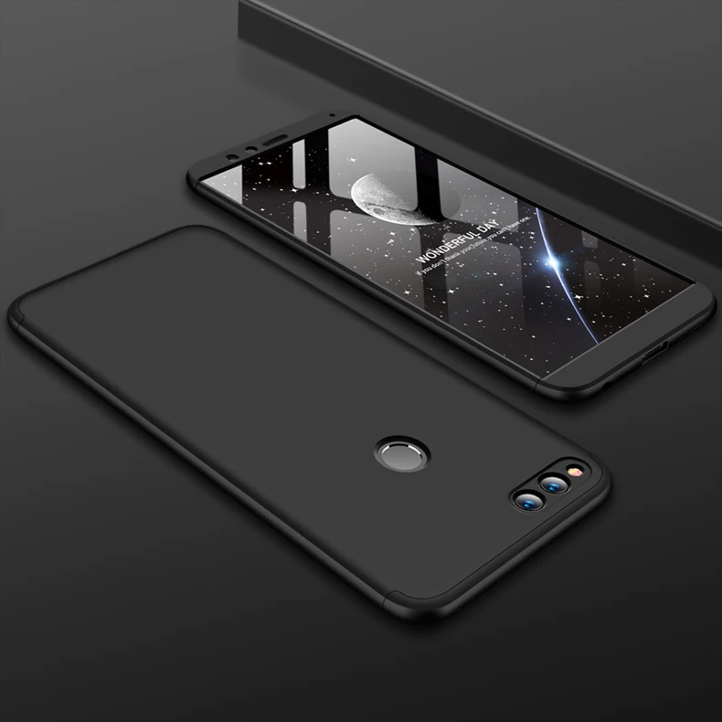 black Чехол 3 в 1 для huawei 7x360 Полное покрытие матовый чехол для телефона Fuda Capa на Honor 7X360 Защитный чехол для Honor7x чехол для телефона - Цвет: black