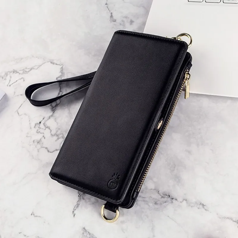 Black FTAIDKJ женский чехол из искусственной кожи для iPhone XS Max XR 10 X многофункциональный кошелек для телефона с отделением для карт откидная крышка для iPhone 7 8 6 6S Plus - Цвет: Black