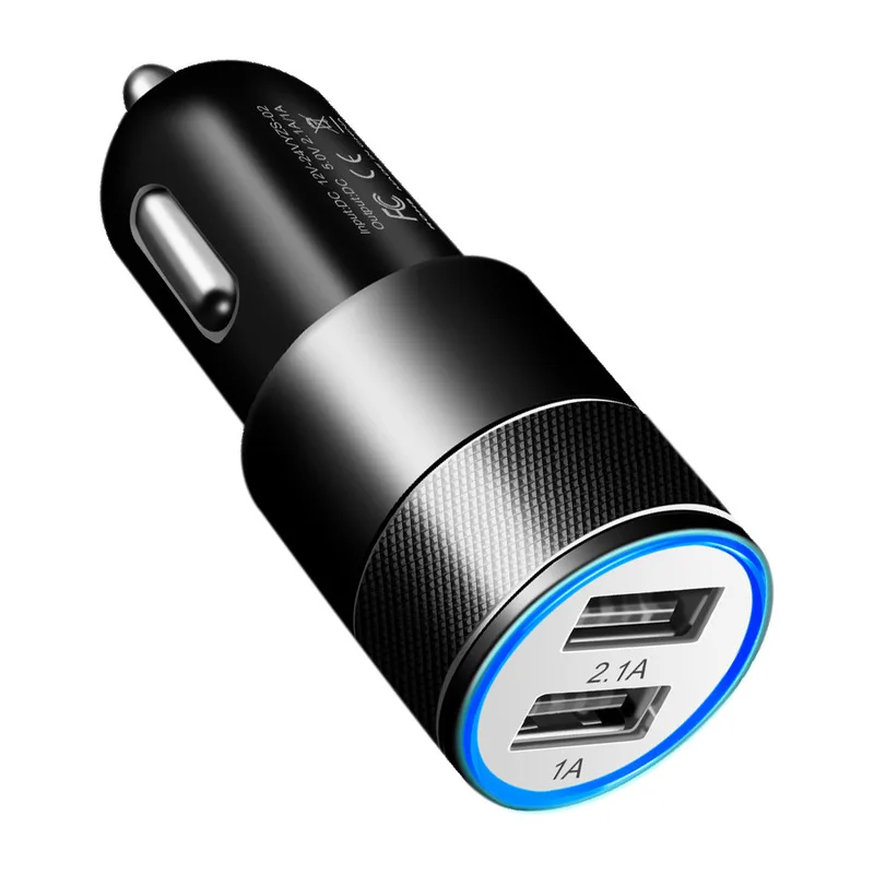 Двойное автомобильное зарядное устройство USB 5 v 2 1 A быстрое для планшета и