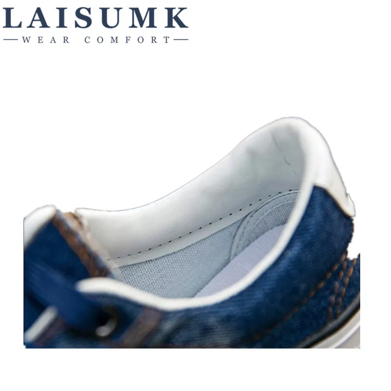 LAISUMK/; женская повседневная обувь; новые парусиновые кроссовки из джинсовой ткани; модная обувь на плоской подошве со звездами; tenis feminino; Размеры 35-44