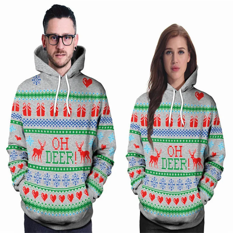 

MeiHuiDa 2018 New Style Fashion Christmas Xmas Jumper Women's Ladies With Hat Print Novelty Pullover Hoodies Top