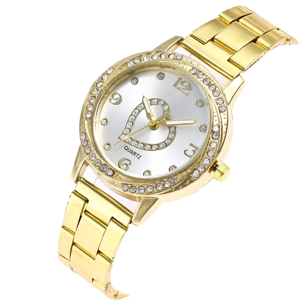 Часы наручные женские кварцевые круглые из нержавеющей стали с браслетом Love |