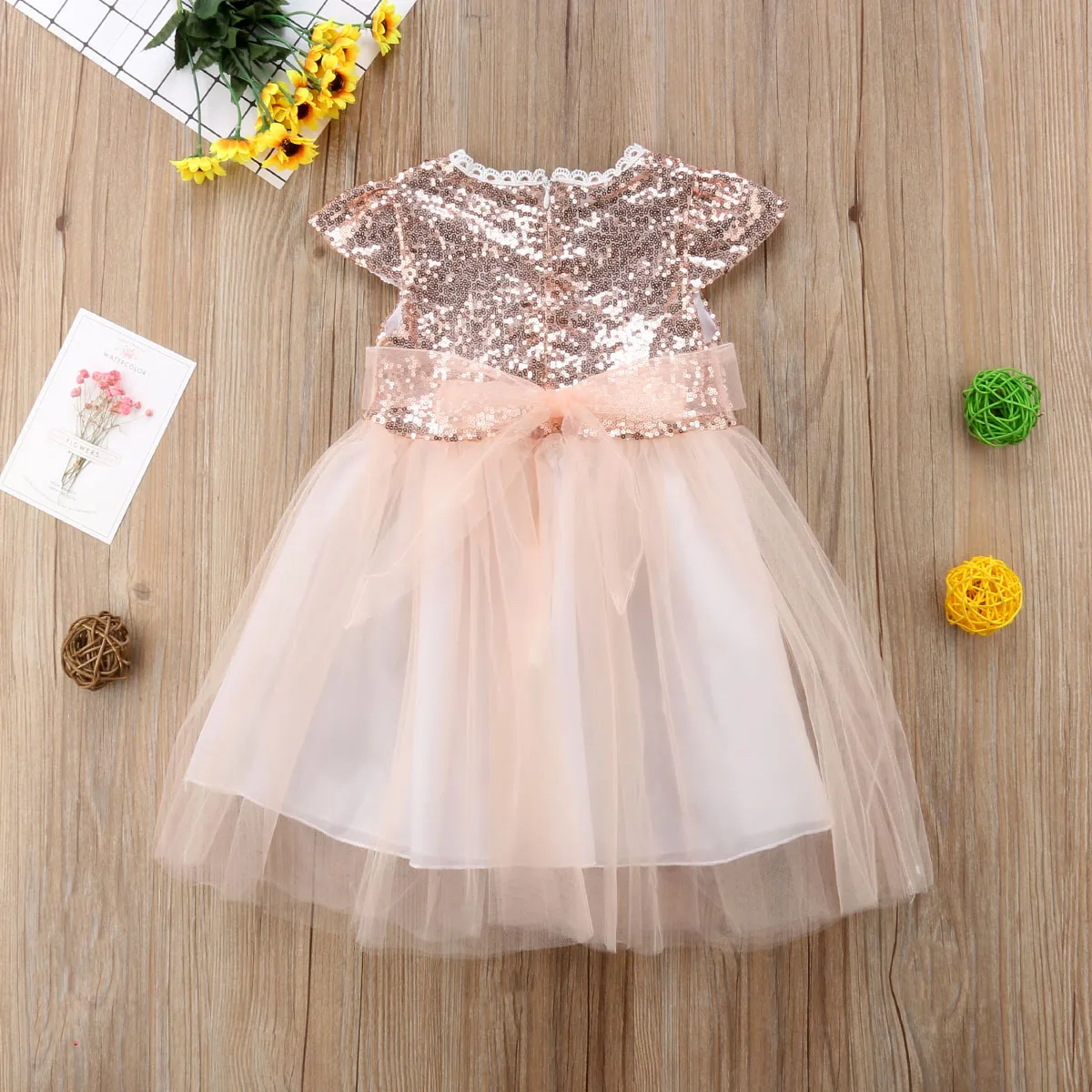 Дети платья для маленьких девочек пайетки кружевное платье-пачка с бантом из