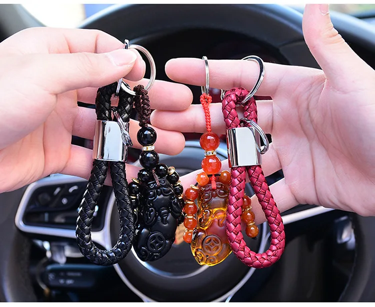New Woven Leather Key Chain with 2 Rings Men Women business Keychain Party Gift Jewelry Keychian K3080 | Украшения и аксессуары