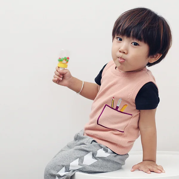 Детский Повседневный Стильный вязаный жилет свитер без рукавов для мальчиков